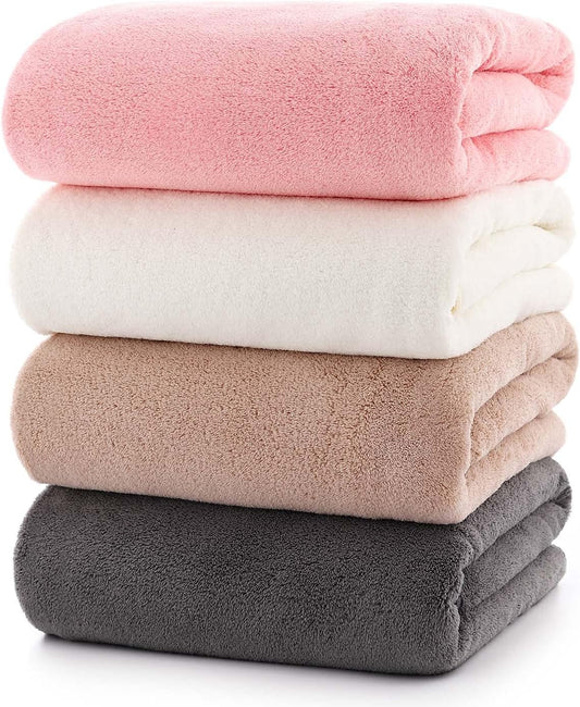 Towels 4-Piece Soft Microfiber Bath Towel Set Incredibly Absorbent Lightweight Quick Dry and Durable, 55" L x 27" W, 4 Pack Multicolor