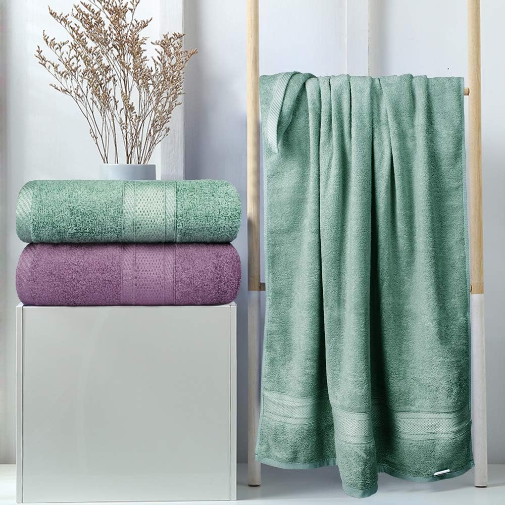 Bamboo Bath Towels 2 Pack Towel Set 500 GSM 70 x 140 cm Extra Large Bath Towels Super Soft & Highly Absorbent Bath Sheets Highly Absorbent and Quick Dry